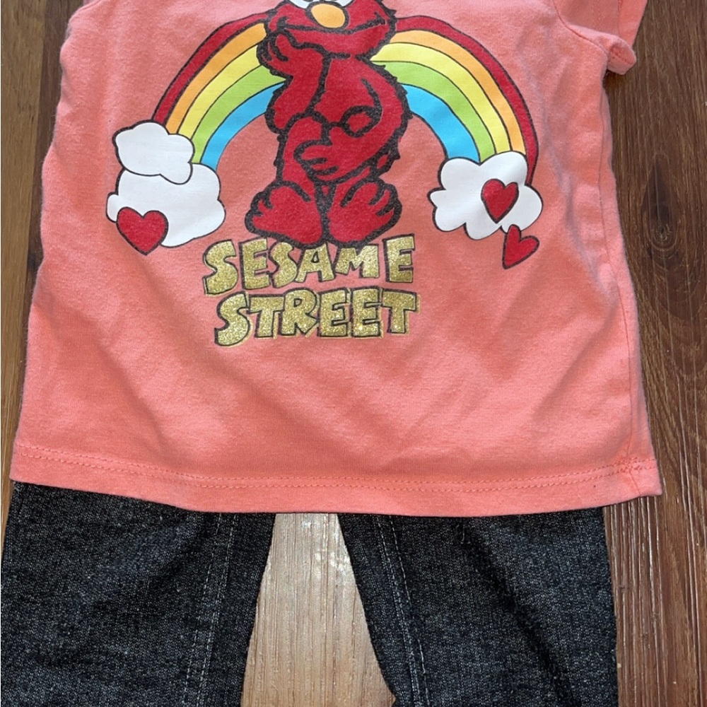 Sesame Street Coral and Black Kids Matching Set